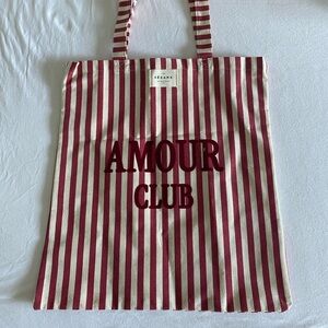 Striped Red and Cream Tote Bag Sézane